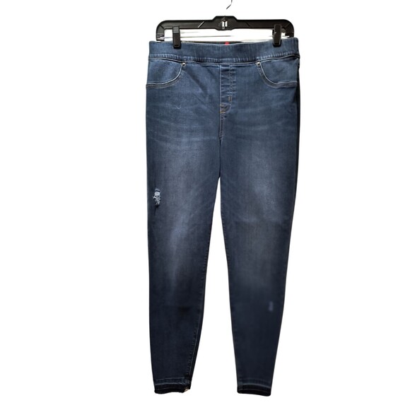Spanx Jegging XL Ankle Skinny Distressed Blue Pull-On Stretch Denim Jeans 20203R - Picture 1 of 7